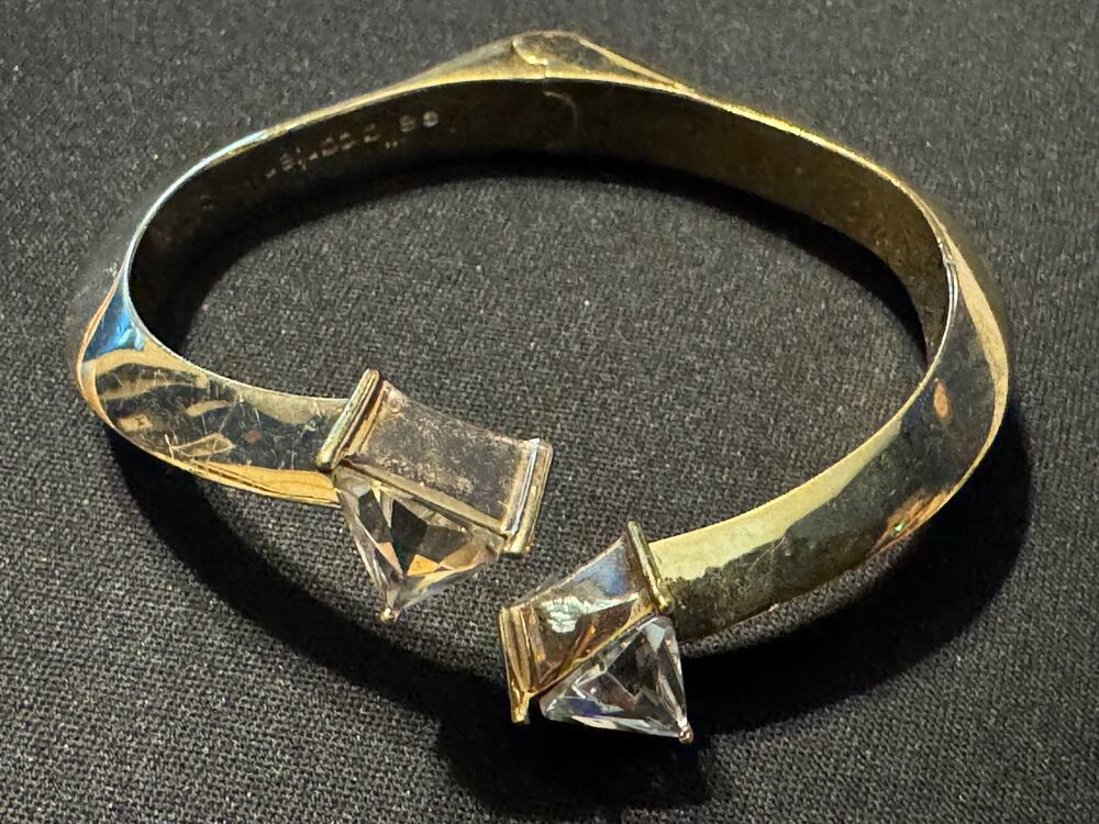 Vintage Ella Carter Gold Plated Clear CZ Hinged Bracelet